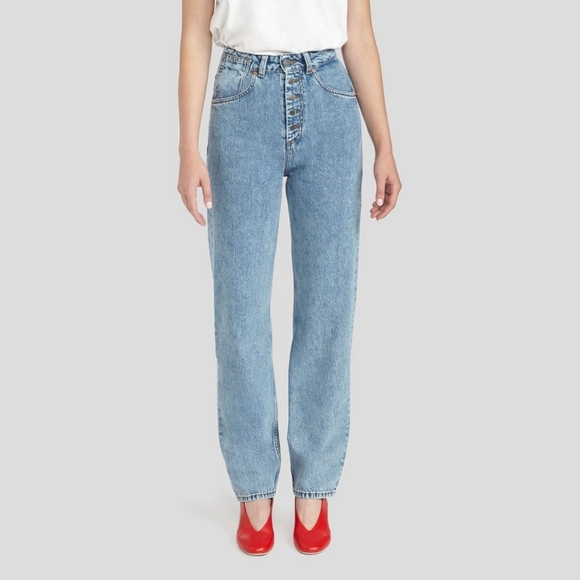 Decade Studio Denim - DECADE STUDIO Bonnie Jeans Tapered Straight Leg Exposed Button 30